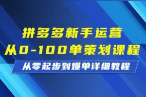 拼多多新手運營從0-100單策劃課程，從零起步到爆單詳細教程