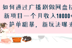 如何通過廣播劇做網(wǎng)盤拉新項目一個月收入18000 ，簡單粗暴，新玩法曝光