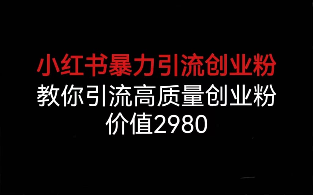 小紅書暴力引流創(chuàng)業(yè)粉，教你引流高質(zhì)量創(chuàng)業(yè)粉，價值2980插圖