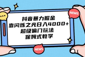 抖音暴力掘金，靠閃爍之光日入4000 ，超級偏門玩法 保姆式教學