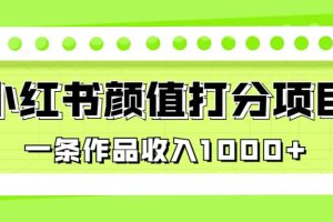 適合0基礎(chǔ)小白的小紅書顏值打分項目，一條作品收入1000