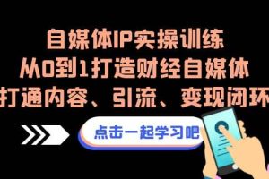 自媒體IP實操訓練，從0到1打造財經自媒體，打通內容、引流、變現閉環