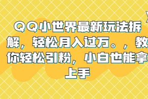QQ小世界最新玩法拆解，輕松月入過(guò)萬(wàn)。教你輕松引粉，小白也能拿上手