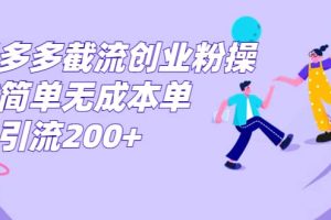 拼多多截流創(chuàng)業(yè)粉操作簡單無成本單日引流200