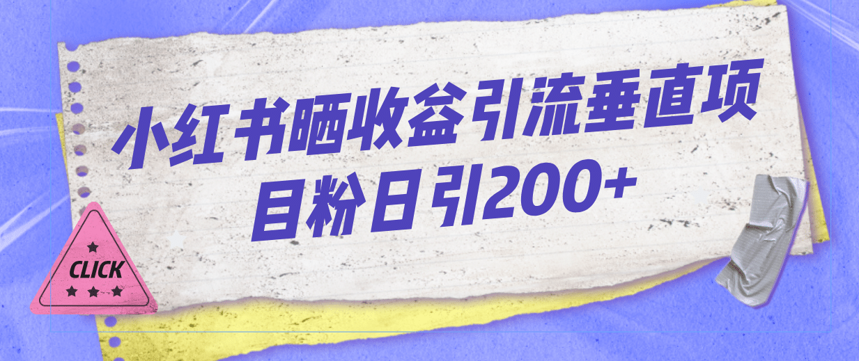 小紅書曬收益圖引流垂直項(xiàng)目粉日引200插圖
