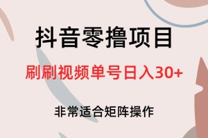 抖音零擼項(xiàng)目，刷刷視頻單號(hào)日入30