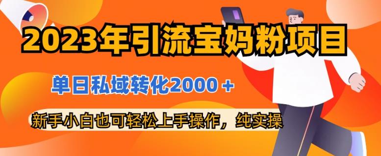 2023年引流寶媽粉項目，單日私域轉化2000＋，新手小白也可輕松上手操作，純實操
