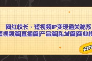 網紅校長·短視頻IP變現通關秘笈：短視頻篇 直播篇 產品篇 私域篇 商業模式