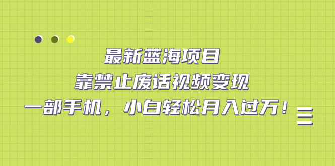 最新藍海項目，靠禁止廢話視頻變現(xiàn)，一部手機，小白輕松月入過萬！插圖