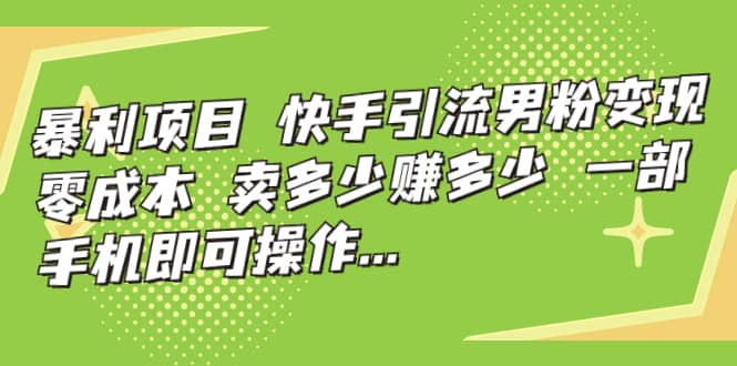 快手引流男粉變現，零成本，賣多少賺多少，一部手機即可操作，一天1000插圖
