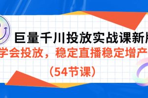 巨量千川投放實戰課新版，學會投放，穩定直播穩定增產（54節課）