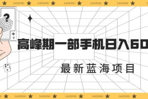 最新藍海項目，一年2次爆發期，高峰期一部手機日入6000 （素材 課程）