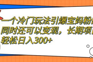 一個(gè)冷門(mén)玩法引爆寶媽粉的同時(shí)還可以變現(xiàn)，長(zhǎng)期項(xiàng)目輕松日入300