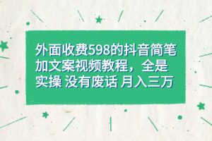 外面收費598抖音簡筆加文案教程，全是實操 沒有廢話 月入三萬（教程 資料）