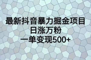最火熱的抖音暴力掘金項目，日漲萬粉，多種變現方式，一單變現可達500