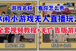 抖音爆火的休閑小游戲“看你怎么秀”無人直播玩法【全套教程 游戲 軟件】