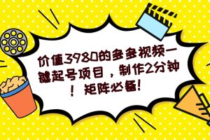 多多視頻一鍵起號(hào)項(xiàng)目，制作2分鐘！矩陣必備！