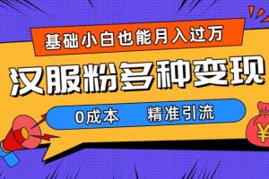 一部手機精準引流漢服粉，0成本多種變現方式，小白月入過萬（附素材 工具）