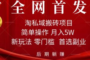 淘私域搬磚項目，利用信息差月入5W，每天無腦操作1小時，后期躺賺