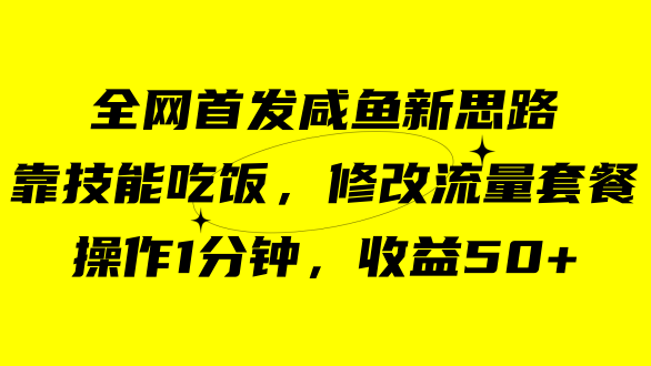咸魚冷門新玩法，靠“技能吃飯”，修改流量套餐，操作1分鐘，收益50插圖