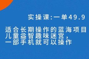 一單49.9長期藍海項目，兒童益智趣味迷宮，一部