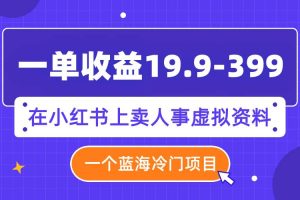一單收益19.9-399，一個藍海冷門項目，在小紅書上賣人事虛擬資料