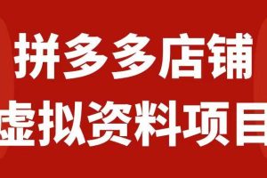 拼多多店鋪虛擬項目，教科書式操作玩法，輕松月入1000
