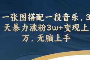 一張圖搭配一段音樂，3天暴力漲粉3w 變現(xiàn)上萬，無腦上手