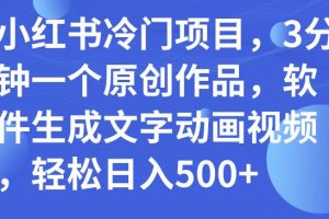 小紅書冷門項目，3分鐘一個原創作品，軟件生成文字動畫視頻，輕松日入500