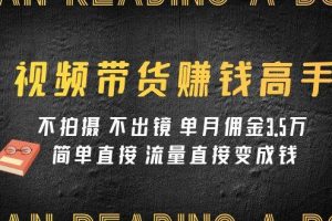 視頻帶貨賺錢高手課程：不拍攝 不出鏡 單月傭金3.5w 簡單直接 流量直接變錢