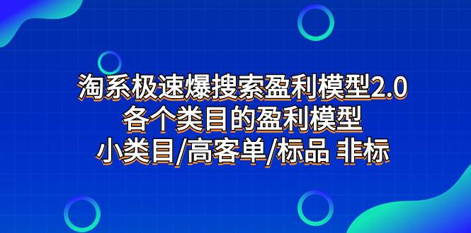 淘系極速爆搜索盈利模型2.0，各個類目的盈利模型，小類目/高客單/標品 非標插圖