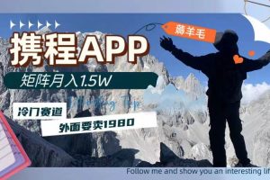 攜程APP薅羊毛，外面賣1980的冷門賽道，矩陣月入1.5w