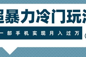 超暴力冷門玩法，可長期操作，一部手機實現月入過萬
