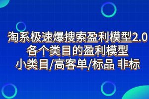 淘系極速爆搜索盈利模型2.0，各個類目的盈利模型，小類目/高客單/標品 非標