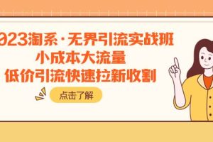 2023淘系·無界引流實(shí)戰(zhàn)班：小成本大流量，低價(jià)引流快速拉新收割