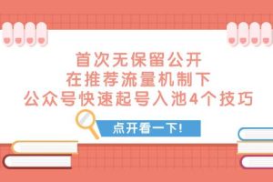 某付費文章 首次無保留公開 在推薦流量機制下 公眾號快速起號入池的4個技巧