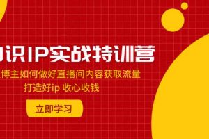 知識IP實戰特訓營：知識博主如何做好直播間內容獲取流量 打造好ip 收心收錢