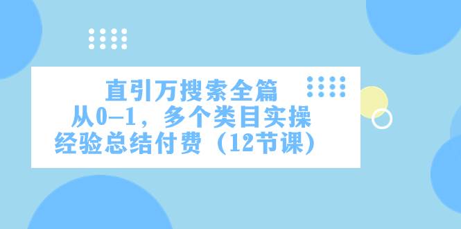 直引萬·搜索全篇，從0-1，多個類目實操經驗總結付費（12節課）插圖
