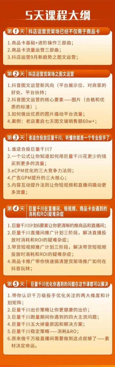 巨量千川投放5天課程：抖音商品卡 爆款圖文 千川投流線上課插圖1