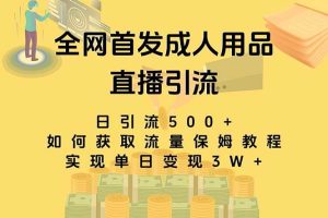 最新全網獨創首發，成人用品直播引流獲客暴力玩法，單日變現3w保姆級教程