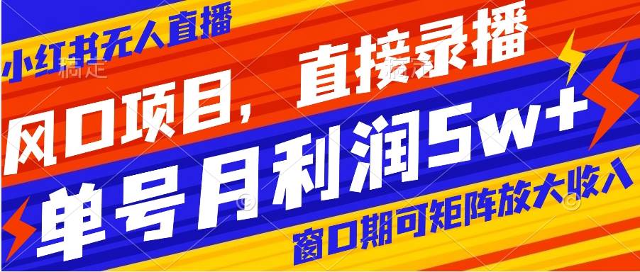 風口項目，小紅書無人直播帶貨，直接錄播，可矩陣，月入5w插圖
