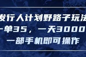 發行人計劃野路子玩法，一單35，一天3000+，一部手機即可操作