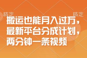 搬運也能月入過萬，最新平臺分成計劃，一萬播放一百米，一分鐘一個作品
