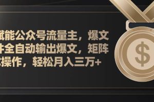 AI賦能公眾號流量主，插件輸出爆文，矩陣式操作，輕松月入三萬+
