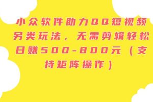 小眾軟件助力QQ短視頻另類玩法，無需剪輯輕松日賺500-800元（支持矩陣…
