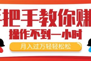 手把手教你賺錢，新手每天操作不到一小時，月入過萬輕輕松松，最火爆的…