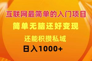 互聯網最簡單的入門項目：簡單無腦變現還能積攢私域一天輕松1000+