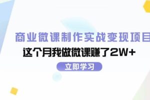 商業微課制作實戰變現項目，這個月我做微課賺了2W+