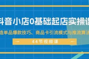 抖音小店0基礎起店實操課，打造單品爆款技巧、商品卡引流模式與推流算法等