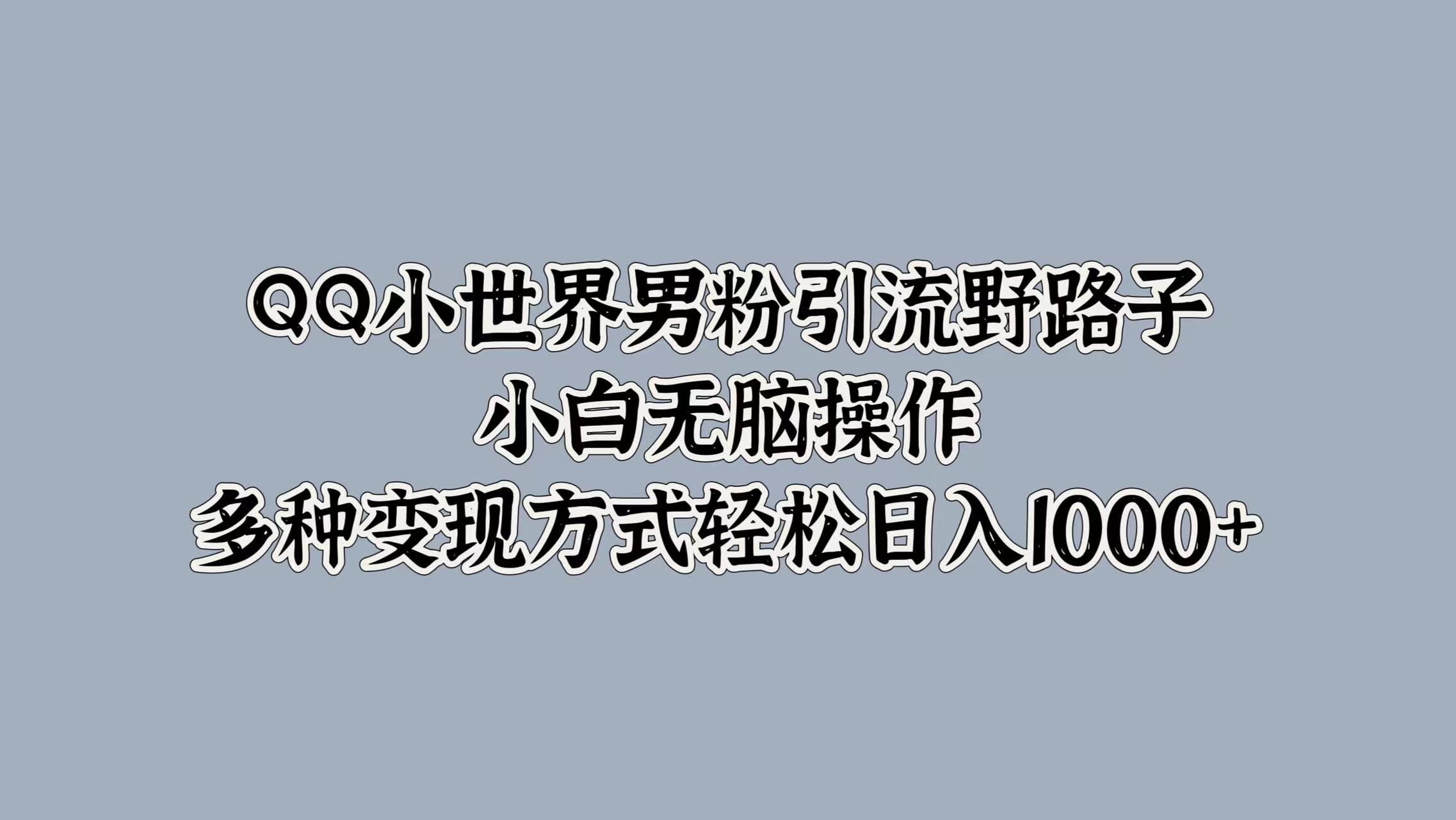 QQ小世界男粉引流野路子，小白無腦操作，多種變現(xiàn)方式輕松日入1000+